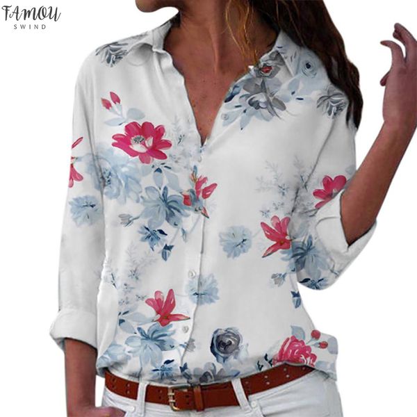 

women office blouse long sleeve turn down collar button print shirt chiffon blouse pullover plus size blusas femininas, White