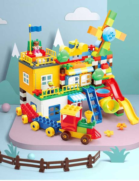 

248pcs kids building blocks children's large particles puzzle building blocks gift box set diy intelligence toys children gifts birthda