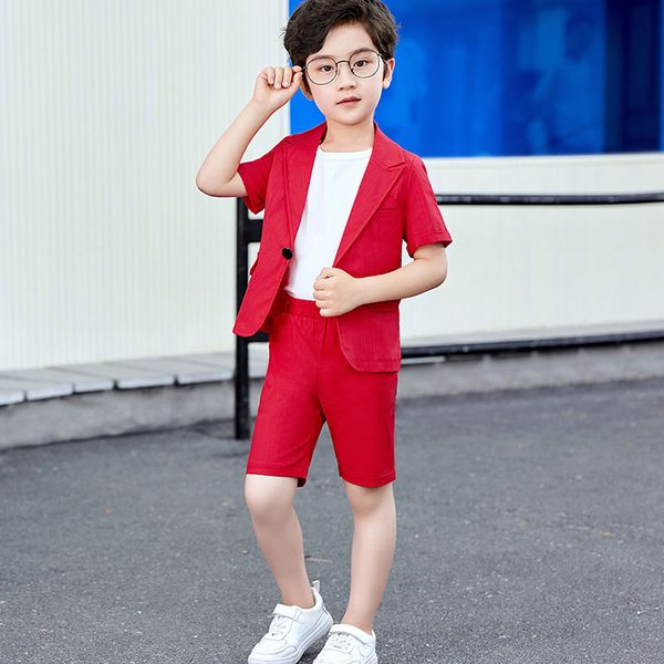 

clothing sets boys baby big boy 3 pcs solid coats jackets & t shirts shorts pants clothes set children summer outfit kids suit, White