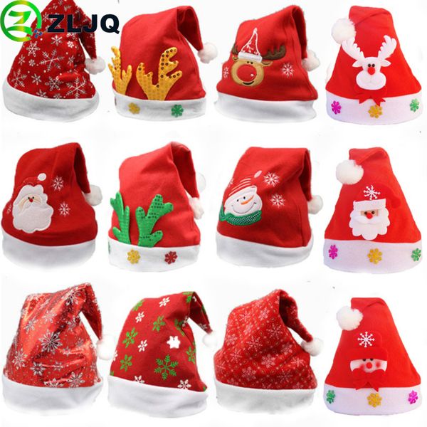 

zljq 5pcs non-woven christmas hat party decorations child xmas cap home decor supplies navidad decoracion 6j