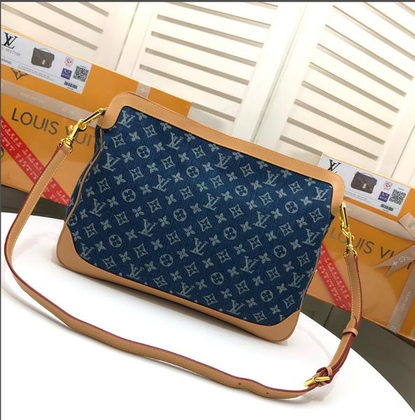 

handbag wholesale fine leather fabric single shoulder bag specially customized vintage denim wash fabric color changing cowhair delicate wor