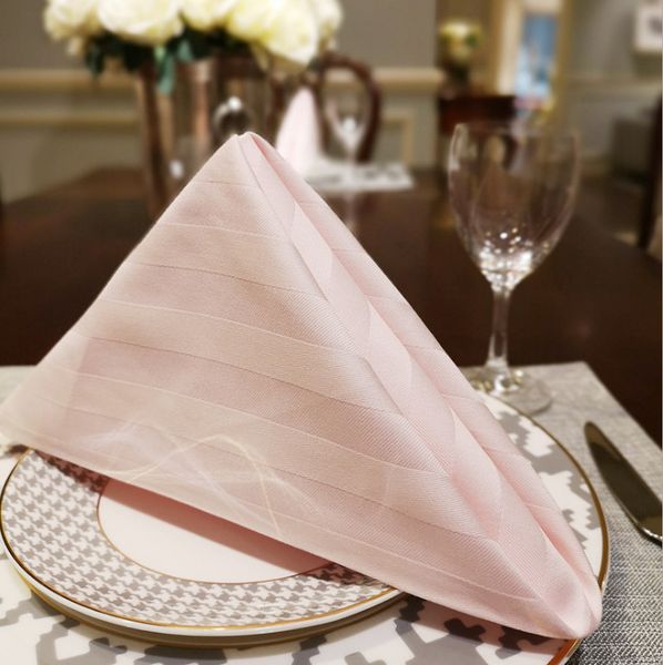 

marious 100pcs 50cm*50cm light pink wedding napkins cotton stripe table napkins restaurant table linen ing