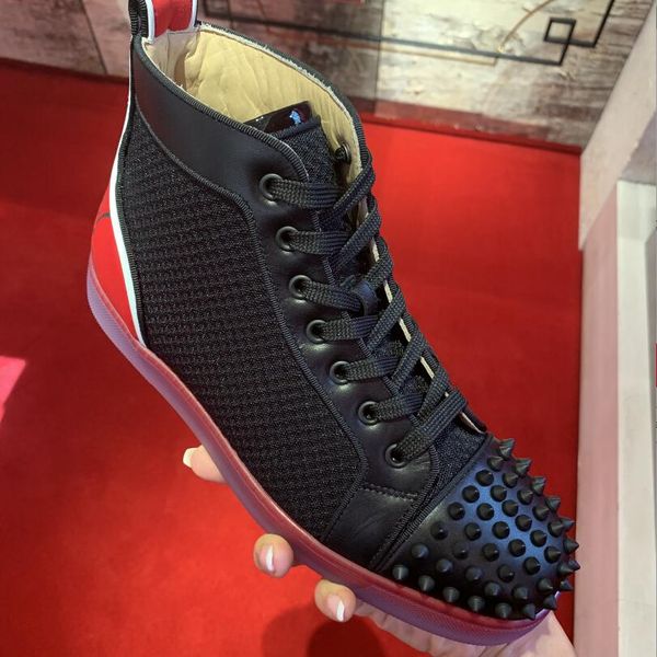 

luxury designer fun loubitag casual flat,red bottom sneakers shoes men,women outdoor trainer party wedding with box, Black