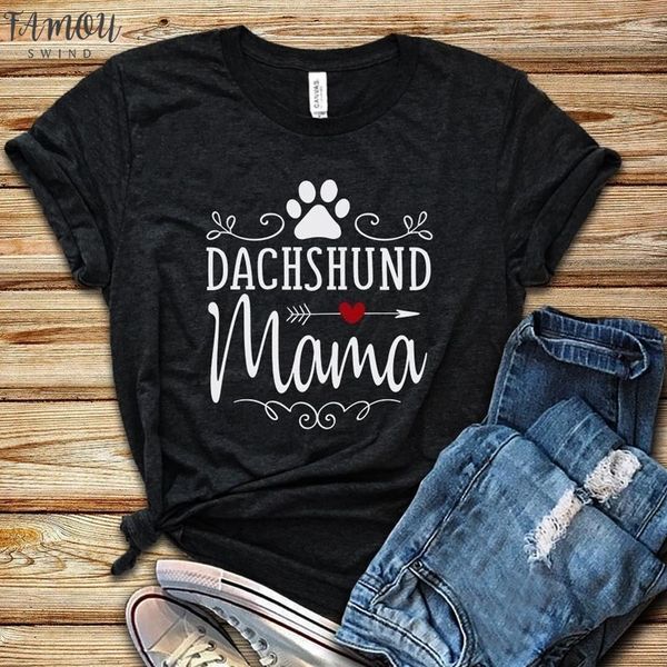 

dachshund mama women tshirt 100% cotton summer harajuku t shirt aesthetic graphic tees dog lover kawaii clothes drop ship, White