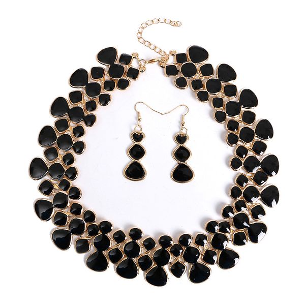 

women's personality 2 set alloy drip geometry irregular short clavicle necklace jewelry female accessories women gift, Golden;silver