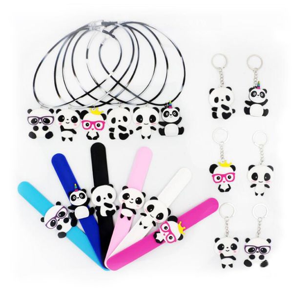 

cute panda bangle animal keychains kids children necklace girl boys wristband gift favor, Golden;silver