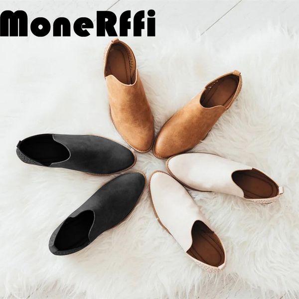 

monerffi spring and autumn europe and the united states new pointed thick with hollow short boots large size women's boots, Black