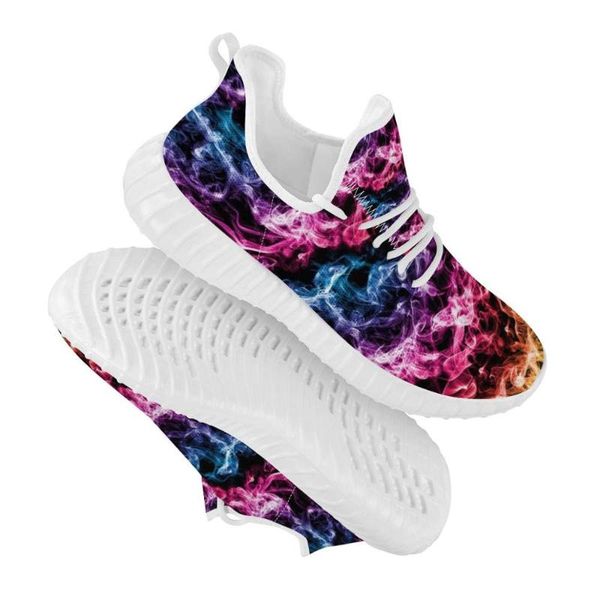 

custom shoe graphics flying weave women's sneakers platform trainers breathable mesh running shoes fantasy colorful flames