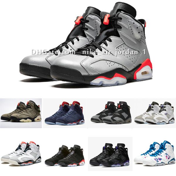 

with box 6 jsp reflective infrared mens women basketball shoes ci4072-001 2019 new 6s 3m reflective silver men sports shoes kids boys 4-12 a, Black