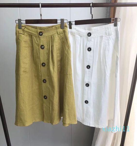 

fashion-women skirt linen skirt natural material one piece, Black