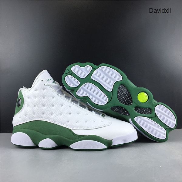 

all-new j13 ray allen pe lucky green men basketball shoes 414571-125 13s white black sport designer trainers sneakers with box