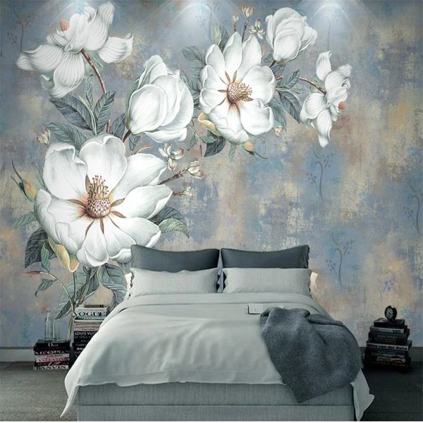 

morden blue flower wallpapers retro oil painting flower oil painting background wall european background wall abstract oil painting