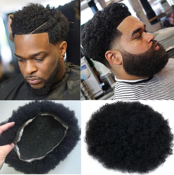 

mens hairpieces afro curl human hair full lace toupee jet black color #1 peruvian virgin hair men hair replacement toupee for black men