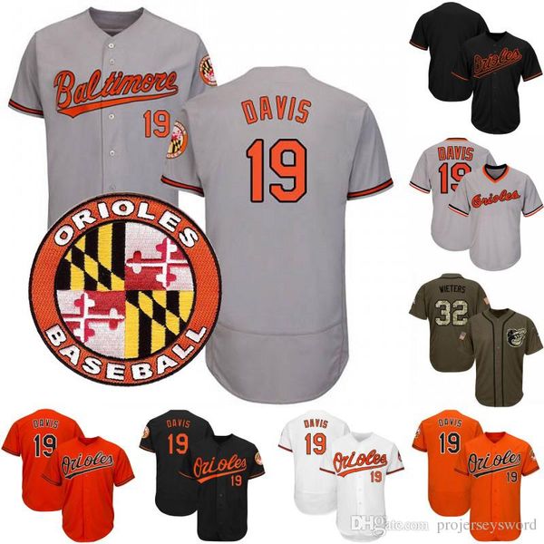 

#19 Chris Davis Jersey Baltimore Cal Ripken Jr.Murray Trumbo Cobb Ruiz Jones Palmer Sisco Bundy Mancini Beckham Schoop Orioles Jerseys