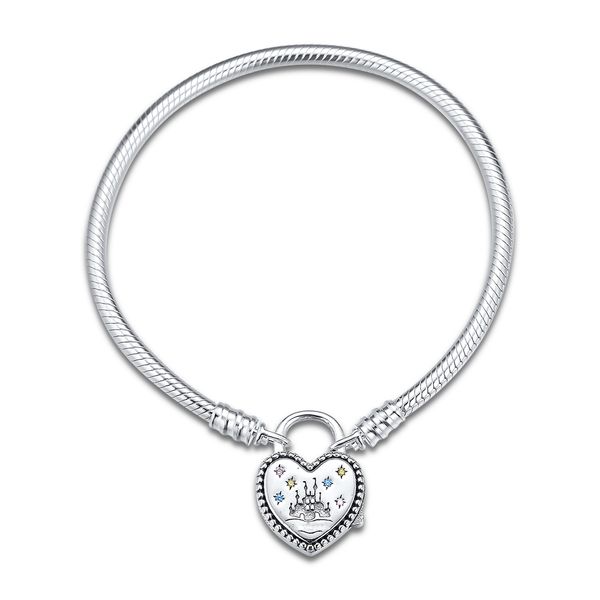 

fantasyland castle heart bracelet sterling silver jewelry for woman fashion make up european bracelet, Golden;silver