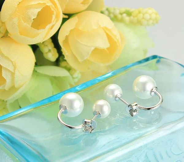 

925 серебряные ювелирные изделия натуральный пресноводный жемчуг серьги стержня с логотипом 925 для женщин свадебные подарки ym1, Golden;silver