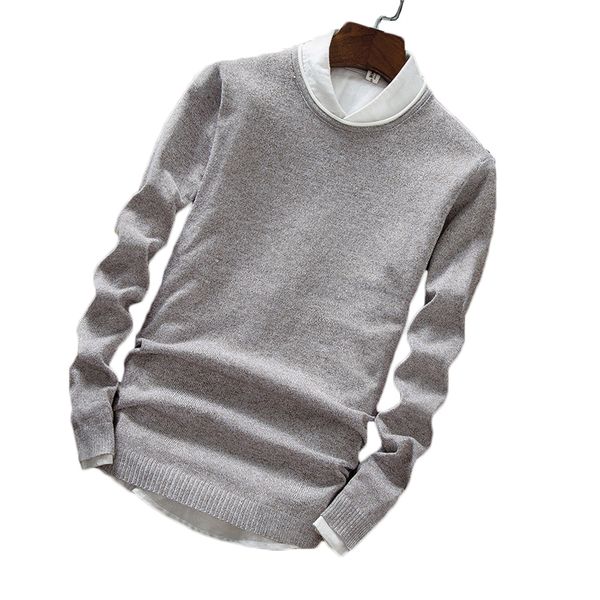 

men's sweater autumn winter handsome pullover long sleeve sweater korean version of the self-cultivation round neck, White;black
