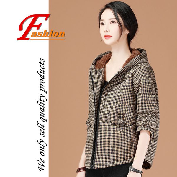 

high-grade new women's business casual no-iron soft all-match comfortable blended fabric khaki young lovely grid hooded coat, Black