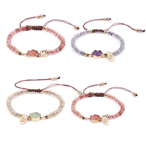 

новая мода популярные 4мм грановитая бусины ручной вязки натуральный камень браслеты плетеный ручной цепи рук аксессуары браслеты, Black