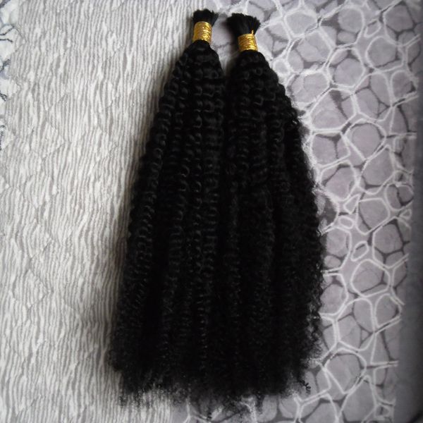 Malaysisches Echthaar, Bulk-Afro-Kinky-Curly-Haar zum Flechten in natürlichen Farben, 20,3 bis 76,2 cm, Häkelzöpfe, kein Schuss, Bulk-Haar, 200 g, 2 Stück