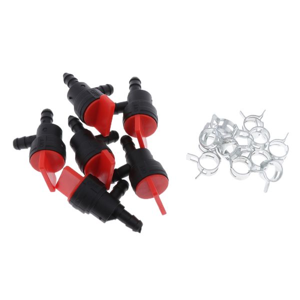 

6 pieces 1/4 90 degree fuel shut off valve with 12 clamps, compatible with briggs & stratton 698181 494539 697944