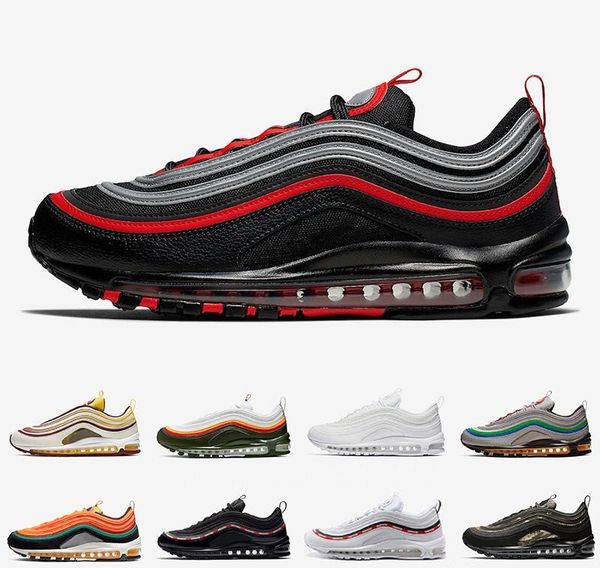 

wholesale - bred 97 mens running shoes realtree white evergreen sunburst undefeated undftd olive triple black team red men women sports