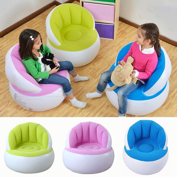 

kids flocking chair pouf with backrest inflatable soft sofa for kids p7ding