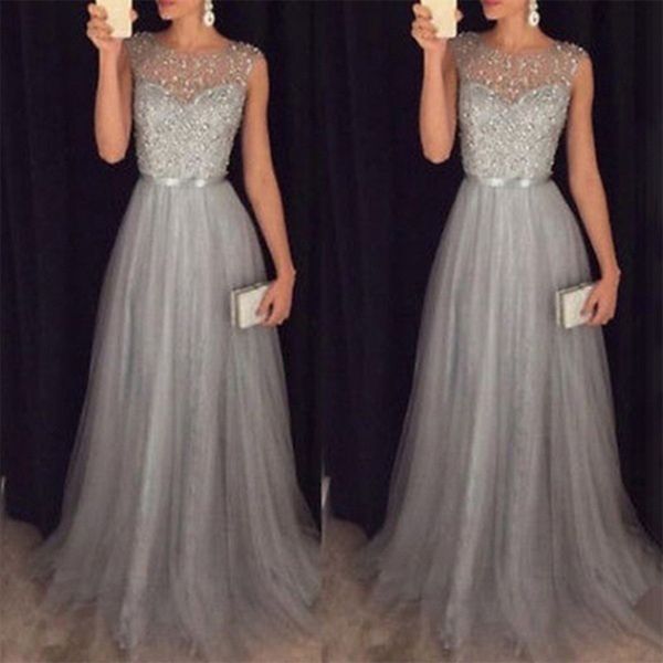 

laamei 2019 sequined women maxi dress shinny mesh transparent patchwork dress formal wedding bridesmaid long party long vestidos, Black;gray