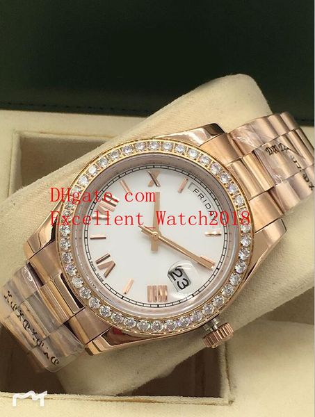 

8 горячее надувательство новые мужские часы 41 мм 118348 228238 228235 228345 дата президент 18k розовое золото бриллиант безель азии 2813 а, Slivery;brown