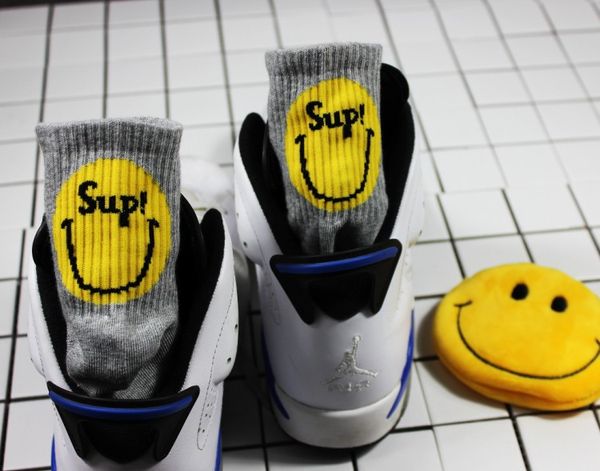 

new autumn and winter fashion smiling face printing sports cotton socks preppy look style athletic comfortable, Black