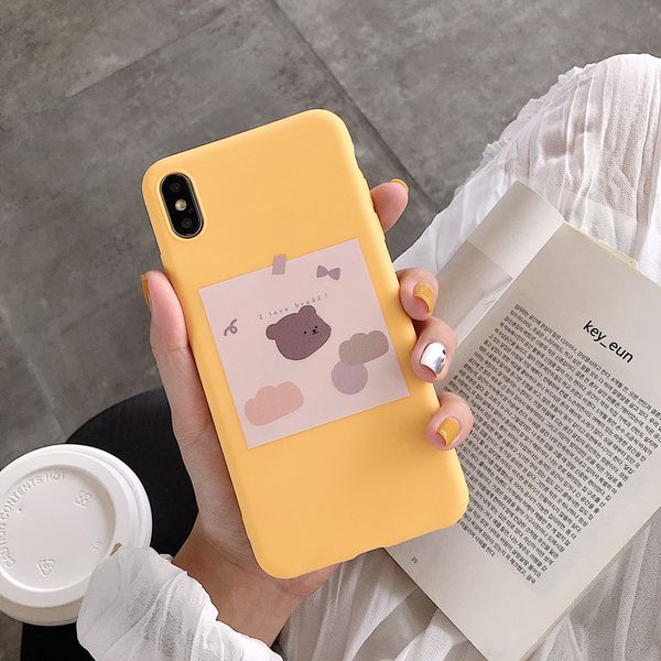 

for iphone xs max xr phone case minimalistic cartoon bread bear 6 7 8 x plus tpu all inclusive soft cell phone cases