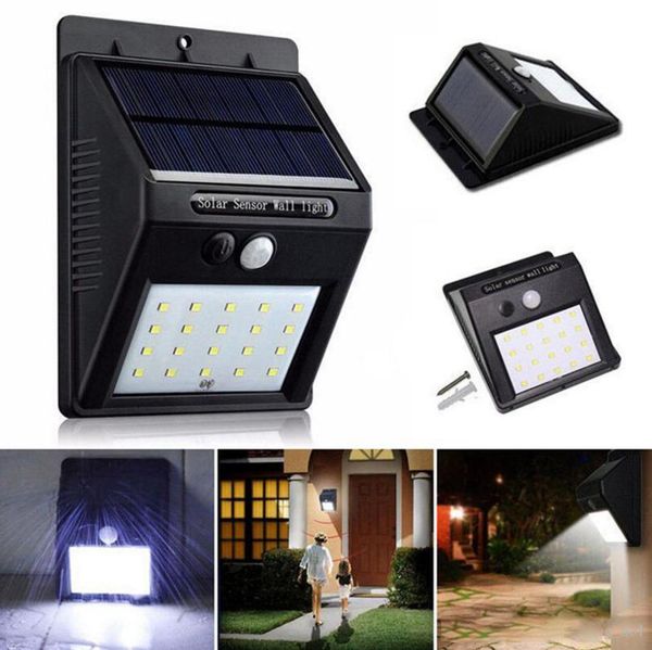 20 LED Solar Power Spot Light Sensore di movimento Lampada da parete per esterni da giardino Lampada di sicurezza Grondaia OOA3130-2