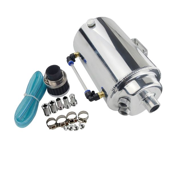 

aluminum engine oil catch reservoir breather tank can w/ filter