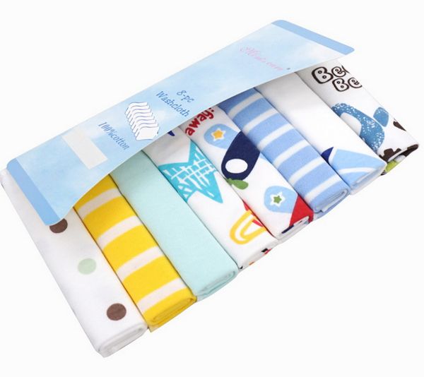 

dhl 200set 8pcs/set newborn baby towel washcloth bathing feeding wipe baby handkerchief face small towels