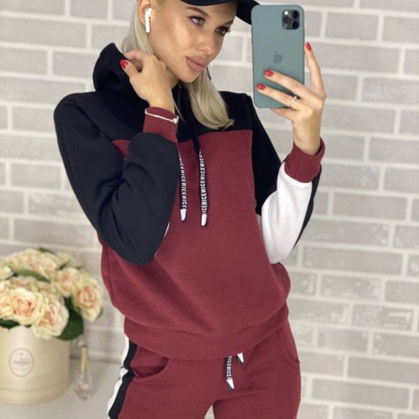 

2019 women's sportswear two piece set2019 women's color matching sweater leisure sports two piece set, Gray