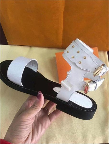

print leather nomad sandal non-slip gladiator outsole perfect flat plain vco41 slippers pumps flatsandal summer casual sandals, Black
