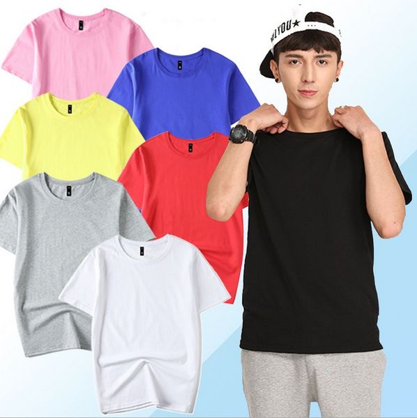 

2019 spring new brand 100% cotton men's t-shirt male black white solid short sleeve loose tshirt tee plus size 6xl, White;black