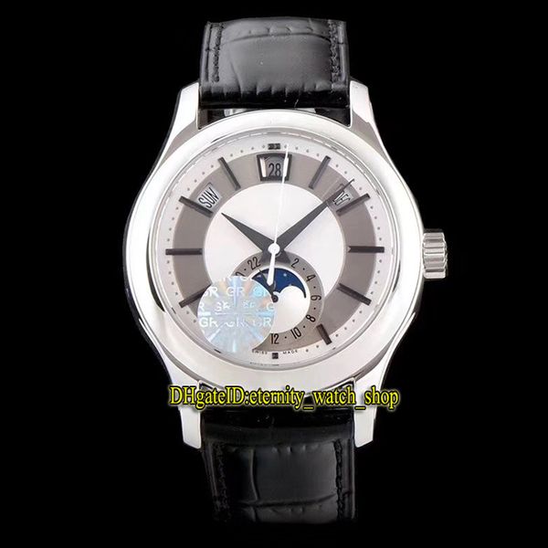 

gr complications annual calendar 5205g-001 caliber 324 s qalu 24h/206 mechanical 5205 moon phase mens watch leather strap designer watches, Slivery;brown