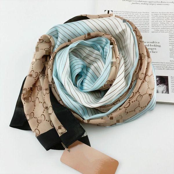 

designer scarf silk scarf womens spring and summer new silk scarf all-match high-end long thin elegant famous shawl thin s1, Blue;gray