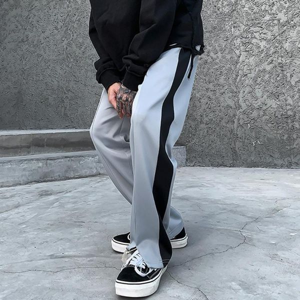 

men street fashion solid color pants male tide brand fashion casual pants trousers joggers european and american men, Black