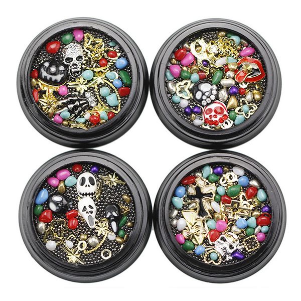 

8 styles christmas rhinestone manicure jewelry set santa snowflake multicolor 3d nail drill nail art decorations, Black