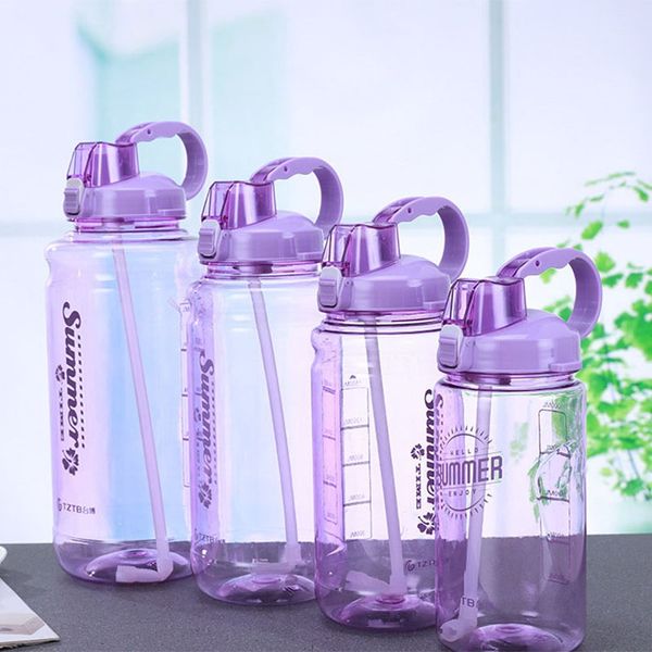

portable drinking straw water bottle food grade pc sport water non leak scale marked water cup mug 1000ml 1500ml 2000ml 3000ml an1952