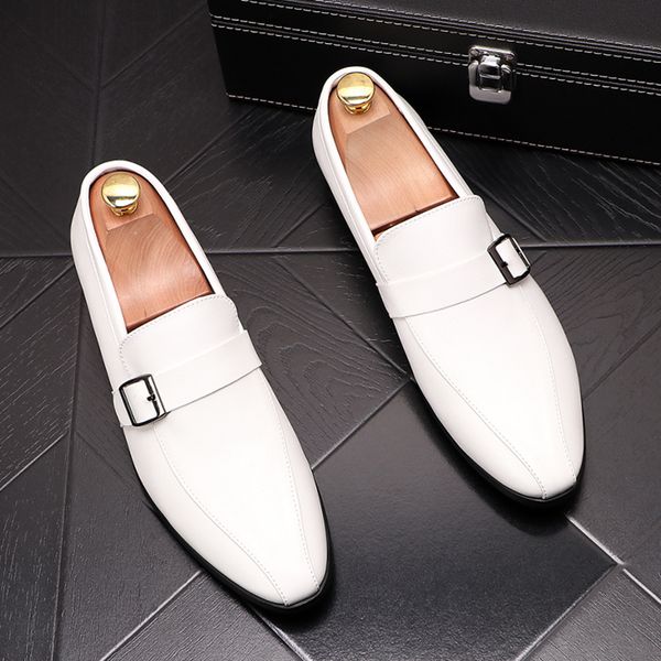 

korean design black white shoes for mens casual business office formal dresss slip-on cow leather shoe gentleman loafers sneaker