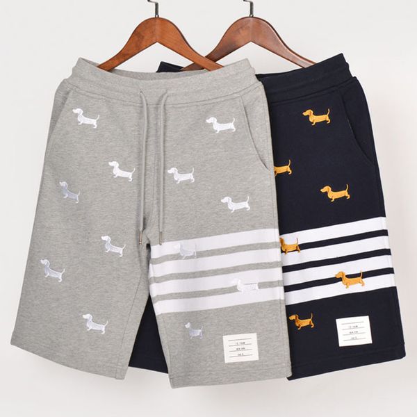 

классический loopback джерси engineered 4-бар полосы щенок колбасные собаки вышивка sweatshorts том браун мужские женские колена тренировочн, White;black