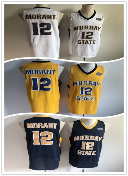 

Ncaa murray tate college 12 ja morant titched ba ketball jer ey hirt whole ale 2019 draft 2xl