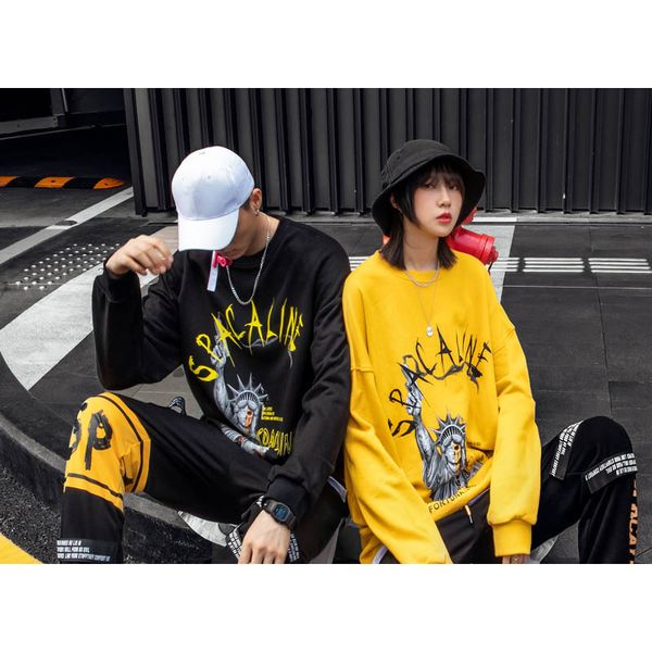 

men women designer hoodies new couple sweater 2019 spring autumn brand mens street style loose mens luxury printed hoodies, Black