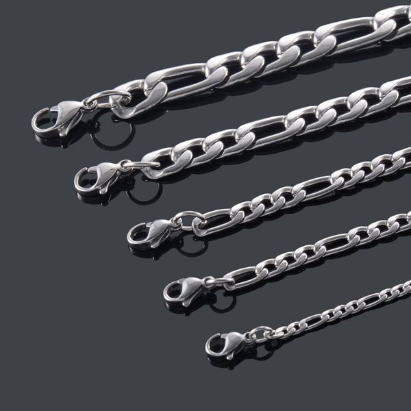 

never fade stainless steel silver figaro chain 3mm-13.5mm men and women jewelry can be customized