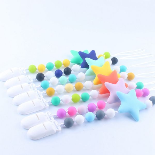 

nipples baby silicone baby teething pacifier clips with safe abs beads silicone pacifier chain holder chew toys teether