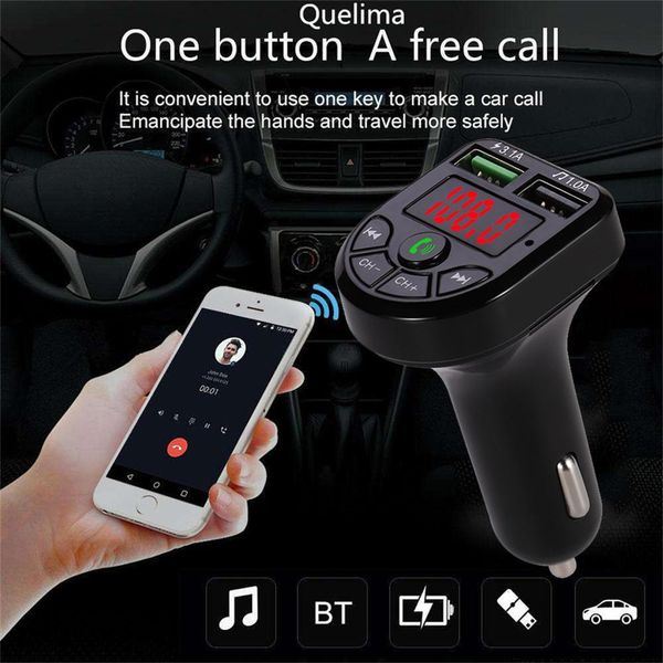 

blueteeth car kit mp3 player fm transmitter wireless radio adapter 3.1a usb charger hands-calling voltage display #1125