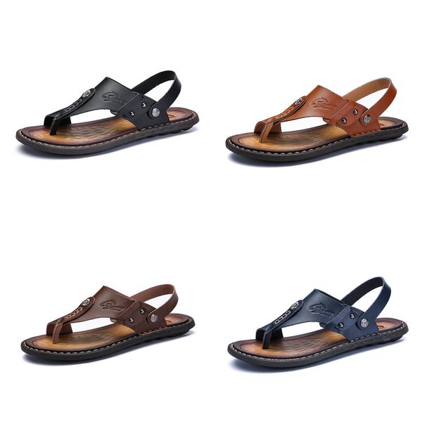 

mens flip flops plus size 47 brand summer genuine leather sandals men casual shoes outdoor beach sandals comfortable slippers, Black